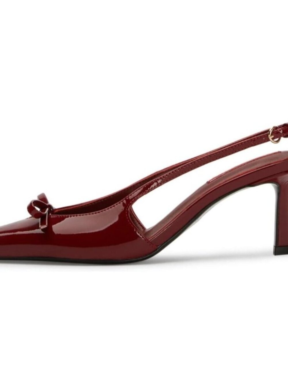 Caradise Women Burgundy Bow Pointed Toe Kitten Pumps Sexy Backless Stiletto Heel